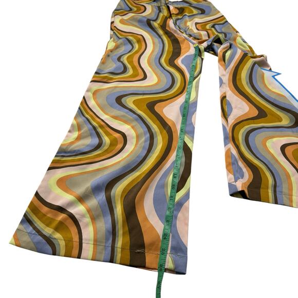 URBAN OUTFITTERS Olympia Scarf Pant Swirl Wide Leg Sz Small Orange Brown Yellow - Picture 7 of 9